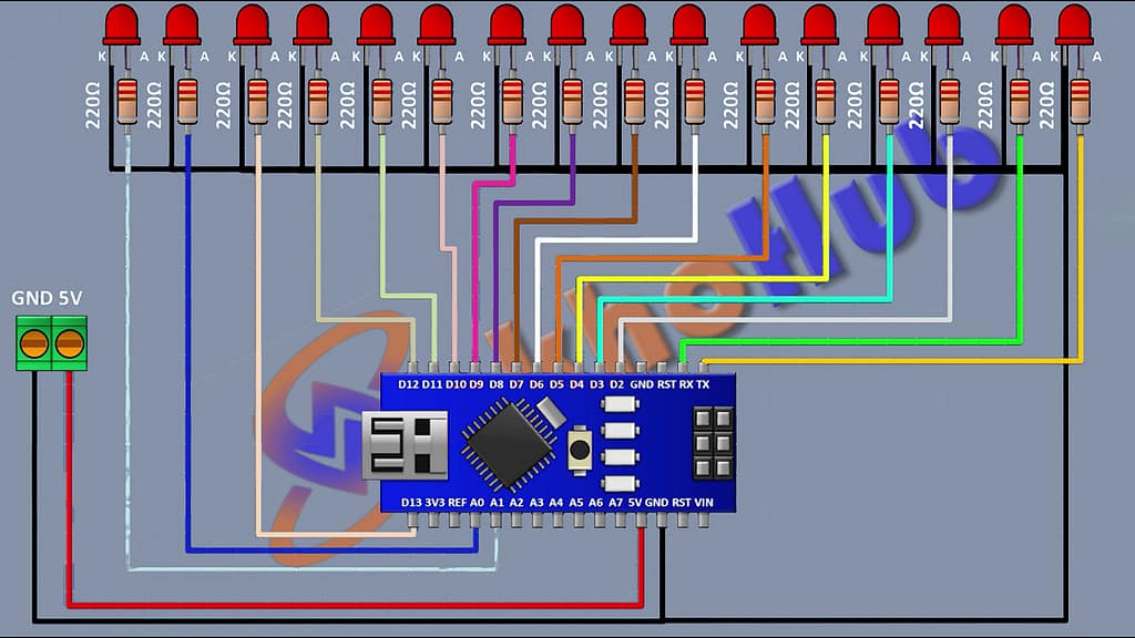 Connnect LED15(+) Pin to arduino (A1) and its other pin to ground.