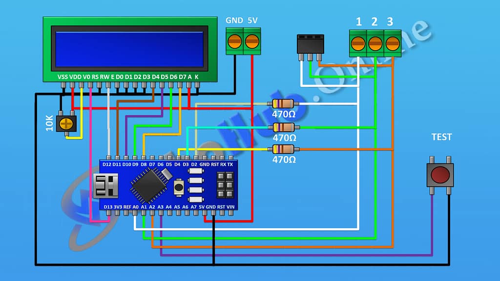 Arduino Transistor Tester Circuit Diagram