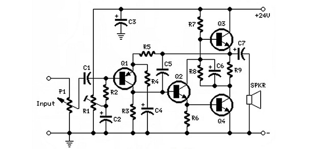 Audio Amplifier 7 Watt Class-A Circuit Audio Amplifier 7 Watt Class-A Circuit