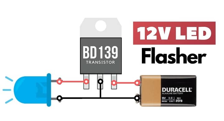 HOW TO MAKE 12V LED FLASHER BD139