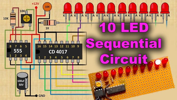 10 LED Sequential Circuit