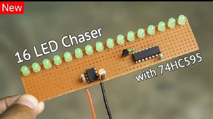 Falling Rain LED Light | DIY LED Chaser Light Circuit Using 74HC164 & 555 Timer