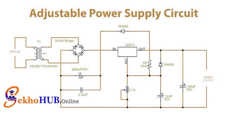 Adjustable Power Supply using LM317 Voltage Regulator Adjustable Power Supply using LM317 Voltage Regulator