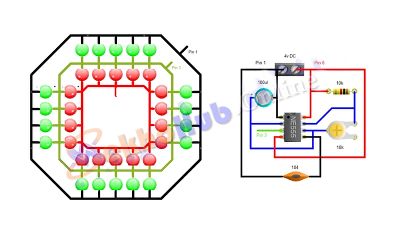 Hart LED Flasher Circuit Using 555 Timer IC