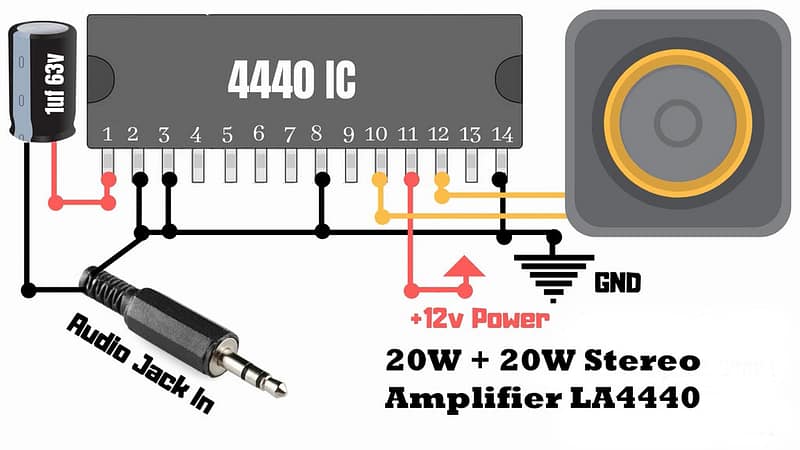 Stereo Amplifier Using LA4440 IC