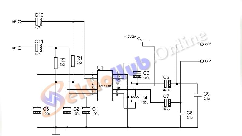 Stereo Amplifier Using LA4440 IC