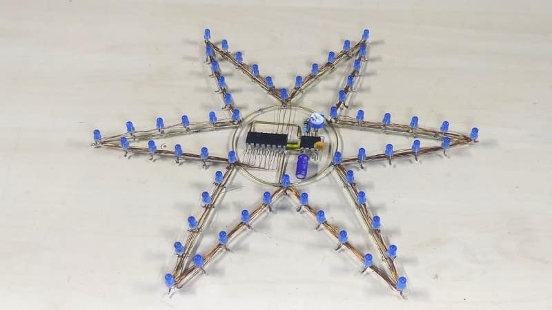 LED Chaser Circuit Using CD4017 IC (Rainbow Star)